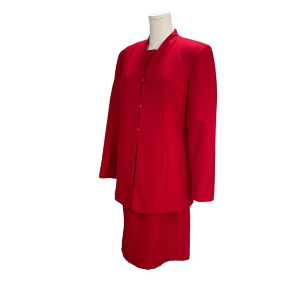 Laura Scott Red Dress Jacket Set Size 10 Business Career Modest Holiday Formal - Picture 5 of 11